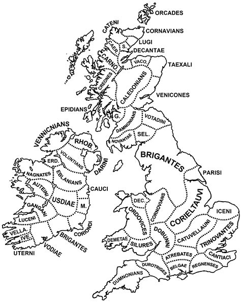 Approximate distribution of Celtic tribes in Britain and Ireland, circa ...