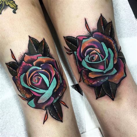 Complimentary Space Rose tattoos by @littleandytattoo at ...