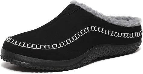 FolHaoth Men's Moccasin Slippers Cozy Suede Upper House Slippers Arch Support Fuzzy Plush Wool ...