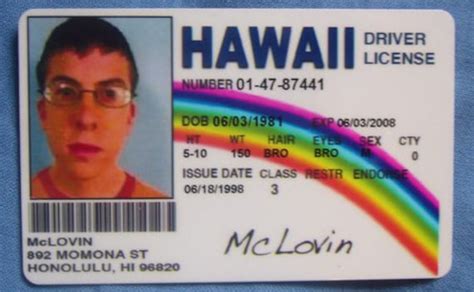 Items similar to Mclovin Id Card Superbad Hawaii Drivers license identification fake id card on Etsy