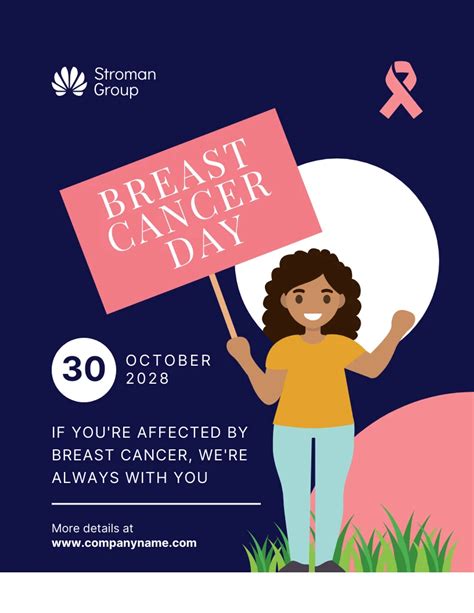 Navy And Pink Modern Illustration Breast Cancer Awareness Poster - Venngage