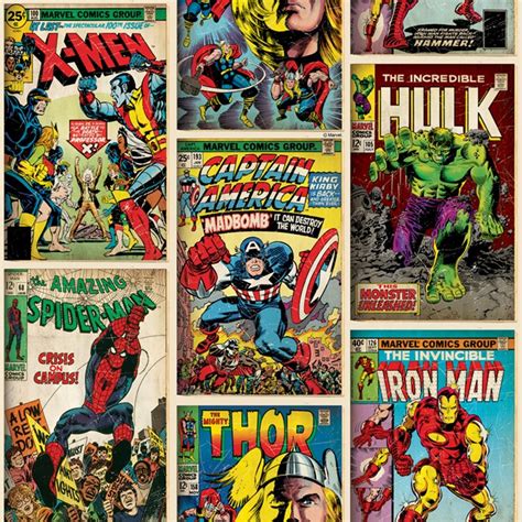 Vintage Marvel action heroes design wallpaper ~ Fresh Design Blog