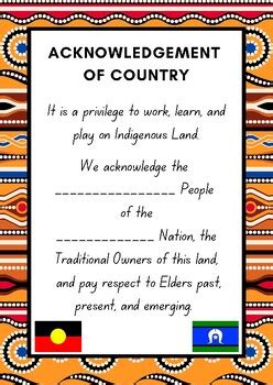 Australia First Nations Aboriginal Indigenous Acknowledgement of Country Poster