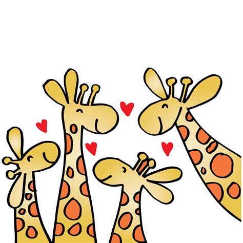 Cartoon Giraffe Family with Hearts 1217238 Vector Art at Vecteezy