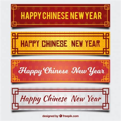 Free Vector | Pack of four chinese new year banners with different colors