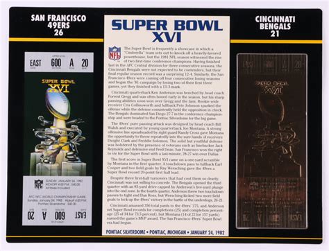 Super Bowl XVI Commemorative Score Card with 22kt Gold Ticket | Pristine Auction