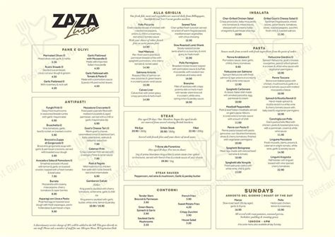 Menu at Zaza restaurant, Amersham