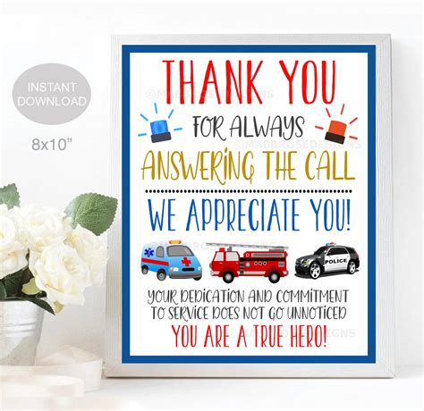 First Responders Appreciation Sign | TidyLady Printables