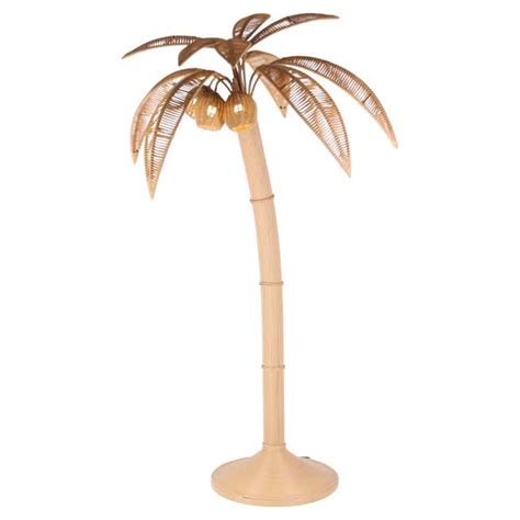 Large Rattan Palm Tree Floor Light, with Three Bulbs in the Coconuts For Sale at 1stDibs | palm ...