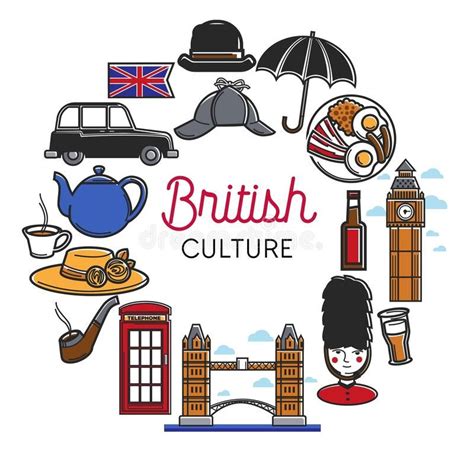 British or England Culture Vector Symbols Stock Vector - Illustration ...