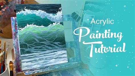 Acrylic Painting Tutorial - Teal Ocean Waves - YouTube