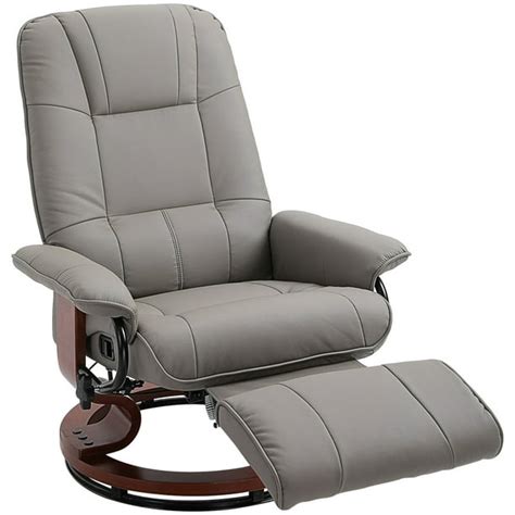 HomCom Faux Leather Adjustable Manual Swivel Base Recliner Chair with ...