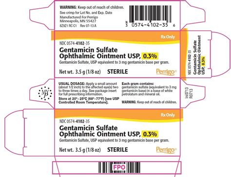 Gentamicin Ophthalmic Ointment - FDA prescribing information, side ...