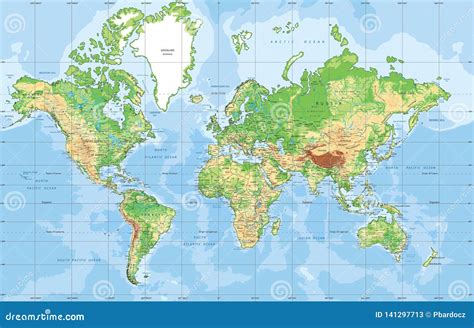 World Map - Mercator Projection Vector Illustration | CartoonDealer.com ...