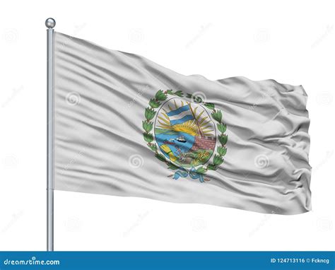 Rosario City Flag on Flagpole, Argentina, Isolated on White Background ...