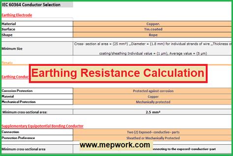 Earthing Resistance Calculation Excel Sheet Based On IEEE/BS/IEC