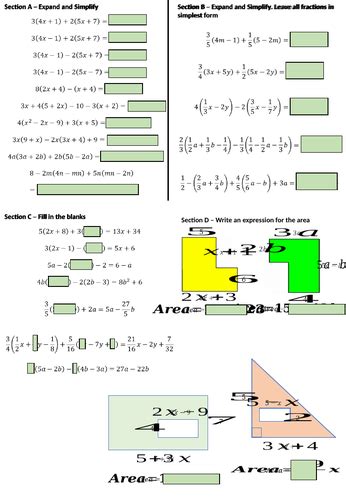 Expanding brackets involving fractions | Teaching Resources