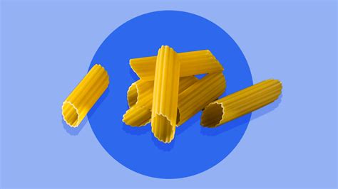 three pieces of yellow pasta on a blue background