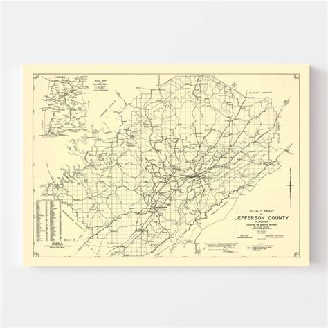 Vintage Map of Jefferson County, Alabama 1916 by Ted's Vintage Art