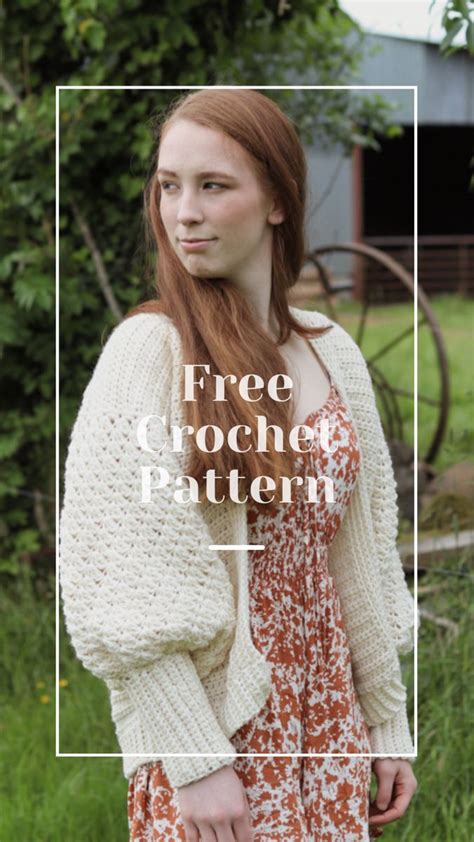 Free crochet cardigan pattern Puffy Sleeve Pattern, Bishop Sleeve ...