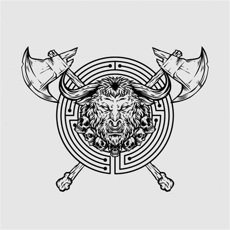 Premium Vector | Minotaur labyrinth logo mascot | Tattoo sketches, Crow ...