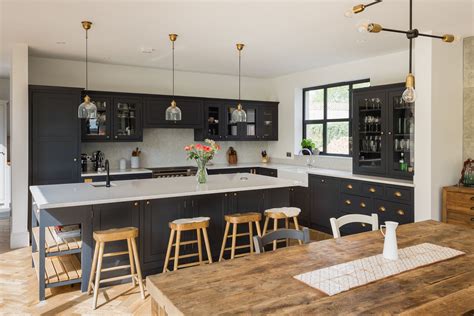 A large kitchen island in a Shaker kitchen. | Open plan kitchen living ...