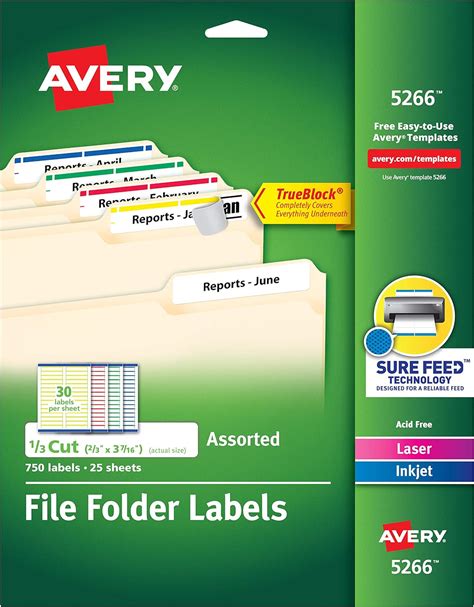 Amazon.com: Avery (5266) Etiquetas para fólder para archivador, de ...