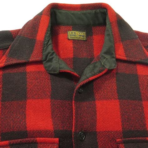 Vintage 30s LL Bean Wool Shirt Mens M Buffalo Plaid CPO Navy Button | The Clothing Vault