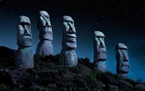 1366x768px | free download | HD wallpaper: easter island chile starry ...