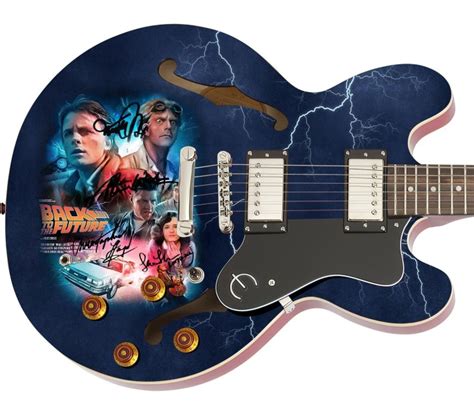 Back To The Future Cast Signed Custom Graphics Guitar - CharityStars