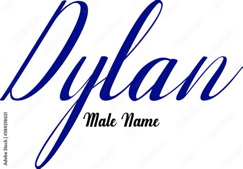 Dylan.-Male Name Cursive Calligraphy Blue Color Text on Light Grey Background Stock Vector ...