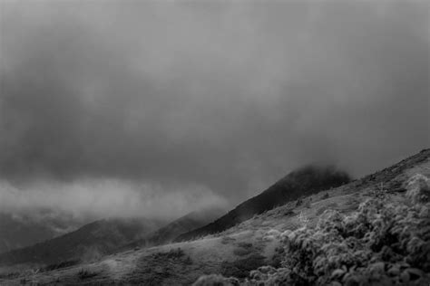 Free Photo | Black and white landscape with hills