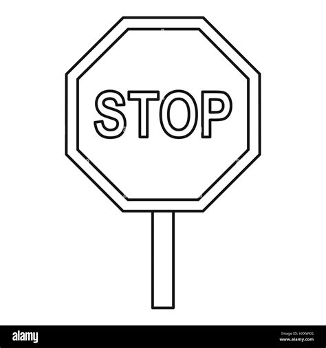 Stop traffic sign icon, outline style Stock Vector Art & Illustration, Vector Image: 137044532 ...