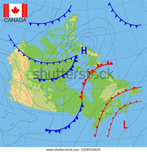 Canada Weather Map Country Meteorological Forecast Stock Vector ...