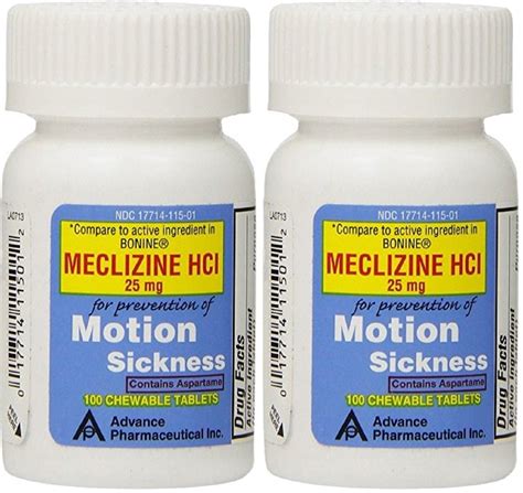 Meclizine 25 mg Generic for Bonine Chewable Tablets for Motion Sickness ...