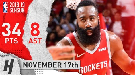 James Harden Full Highlights Rockets vs Kings 2018.11.17 - 34 Pts, 8 ...