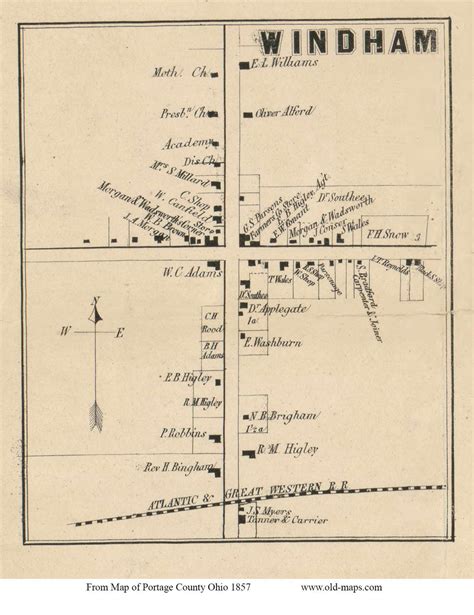 Windham Village - Windham, Ohio 1857 Old Town Map Custom Print ...