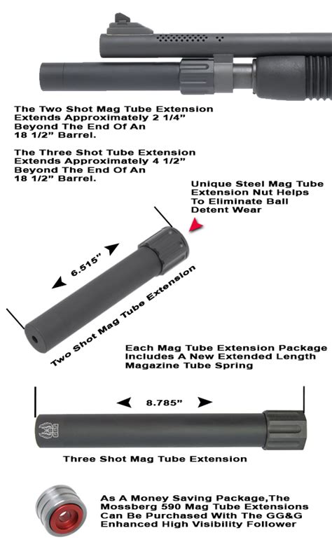 Mossberg 590 Magazine Extension|Two And Three Shot Tubes|GG&G