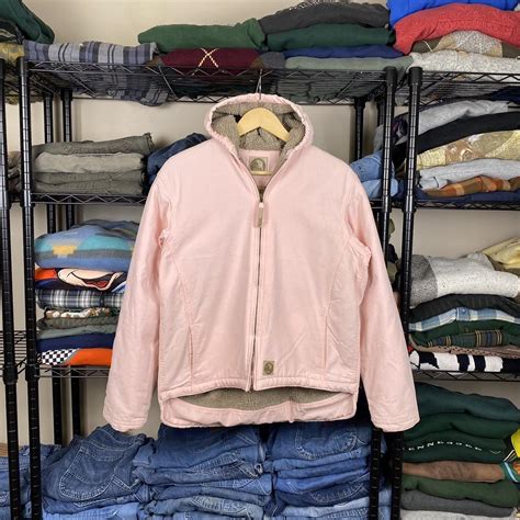 Vintage pink carhartt style jacket The cutest bubble... - Depop