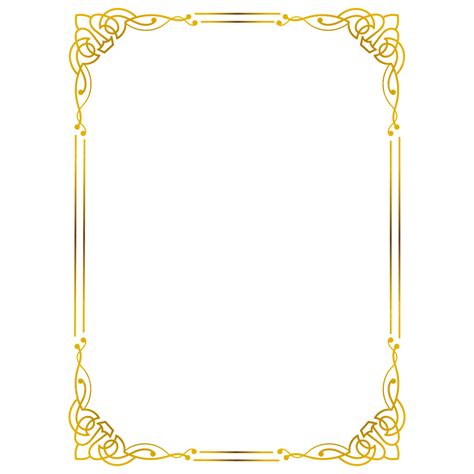 Vintage Golden Floral Retro Corner Border Or Rectangle Frame Transparent Background, Border ...