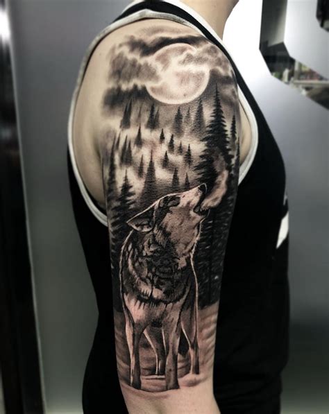 Howling Wolf Moon Tattoo