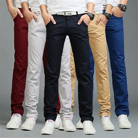 Business Casual Style Pants 9 Colors Spring Summer winter Men Cotton Slim Straight Trousers ...