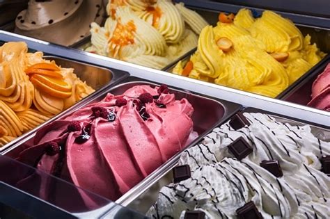 italian gelato in an ice cream parlour