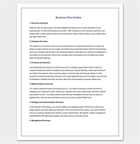 Business Plan Outline Templates and Examples - Dotxes