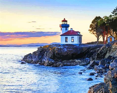 San Juan Island Lighthouse - Paint By Number - Num Paint Kit