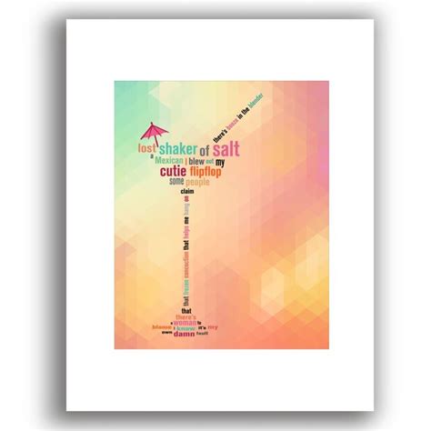 Margaritaville by Jimmy Buffett - Song Lyrics Music Quote Art Print Decor - 8x10 White Matted Print