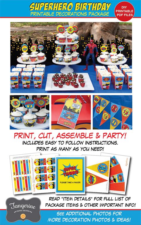 Superhero Birthday Decorations, Superhero Party Decorations, Printable ...