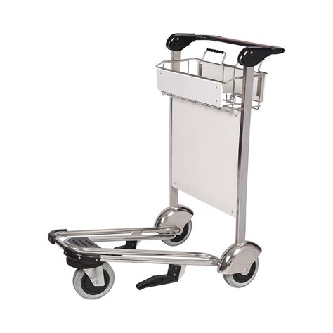 Round Handle Stainless Steel Airport Baggage Trolley with Auto Brake ...