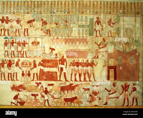 Egyptian wall paintings from The New Kingdom, facsimies of ancient Egyptian wall decoration ...