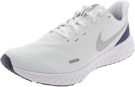 Nike Men's Revolution 5 Running Shoe, BQ3204-102 (White/Silver, 9 M US ...